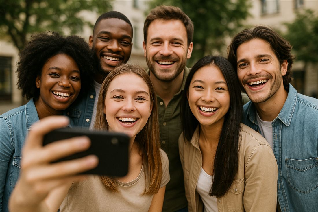 Gruppenselfie mit Freunden